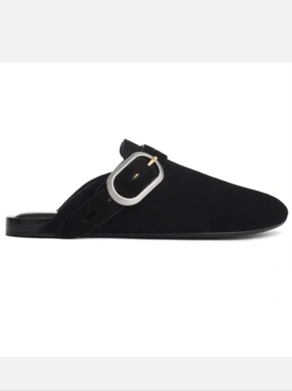 Rag & Bone Ansley Black Suede Oversized Buckle Mule Slide US 9